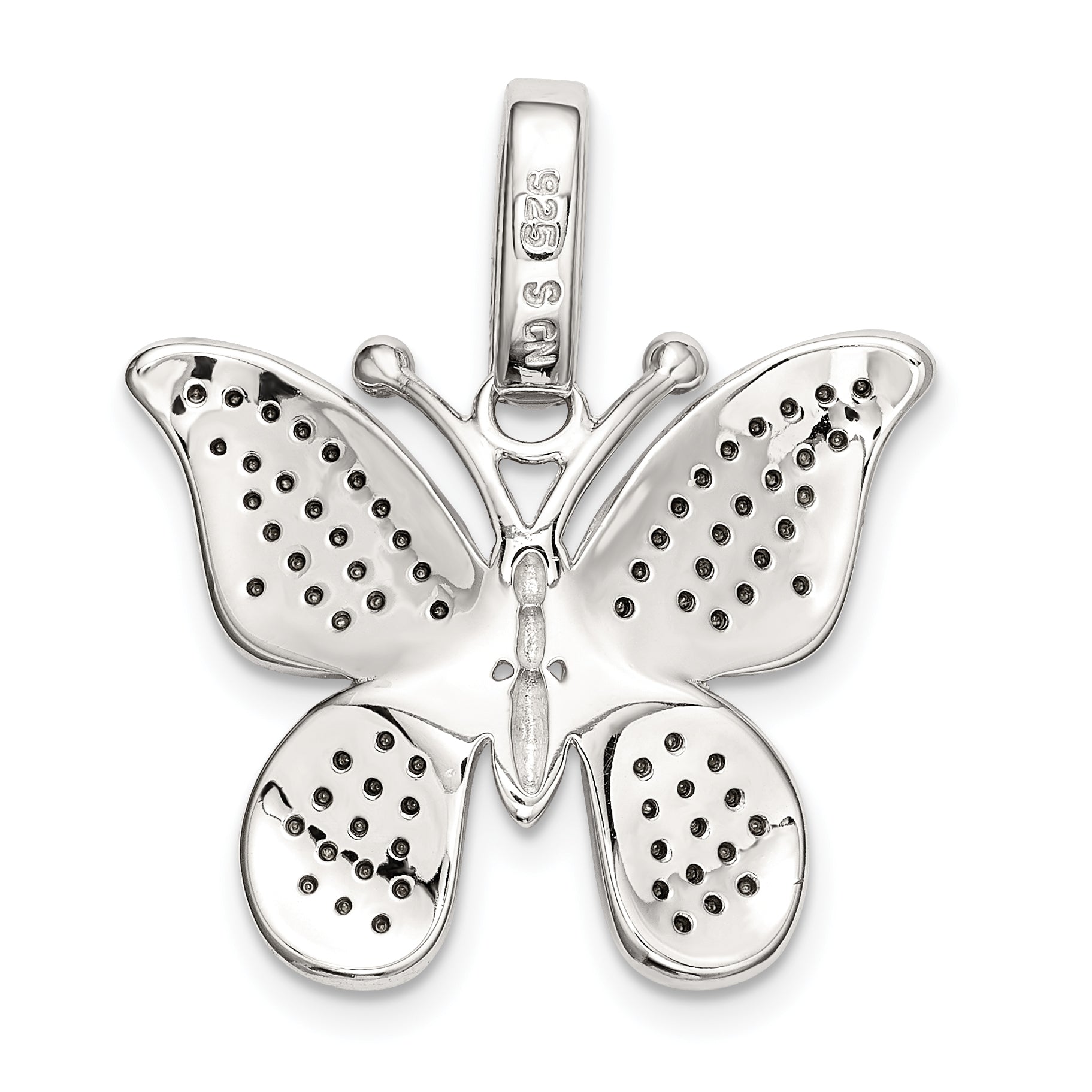 Sterling Silver Rhod-Plated Polished Preciosa Crystal Butterfly Pendant