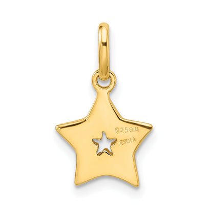 Sterling Silver Gold Tone Glitter Infused Star Pendant