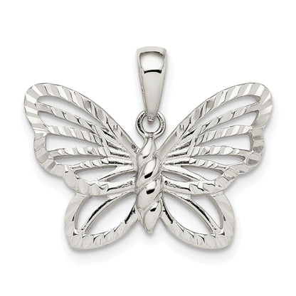 Sterling Silver Diamond-Cut Butterfly Pendant