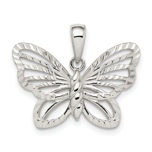 Sterling Silver Diamond-Cut Butterfly Pendant