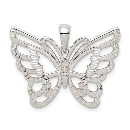 Sterling Silver Diamond-Cut Butterfly Pendant