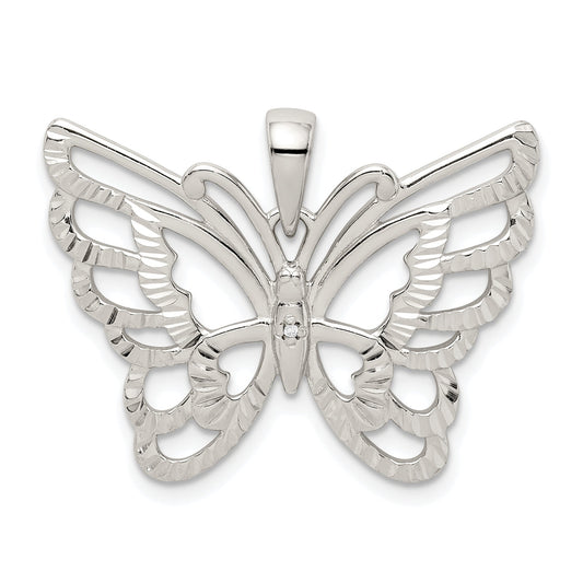 Sterling Silver Diamond-Cut Butterfly Pendant