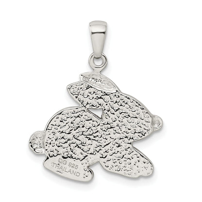 Sterling Silver Rhod-Pltd Imitation Pearl/Preciosa Crystal Rabbit Pendant