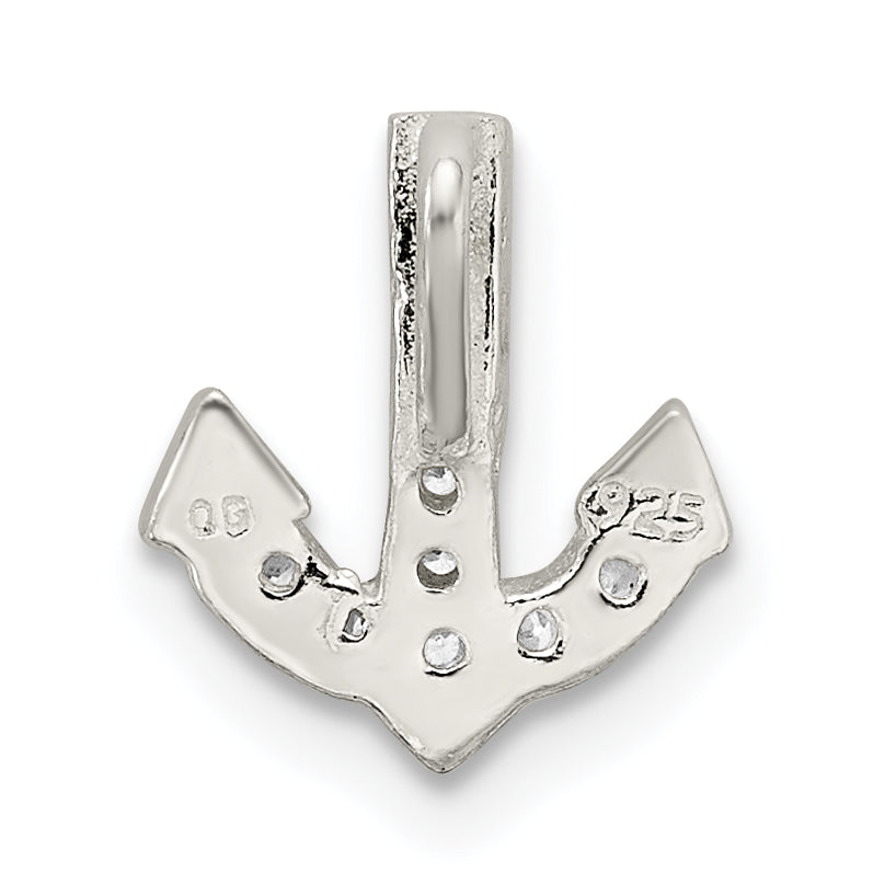 Sterling Silver Cz Anchor Chain Slide