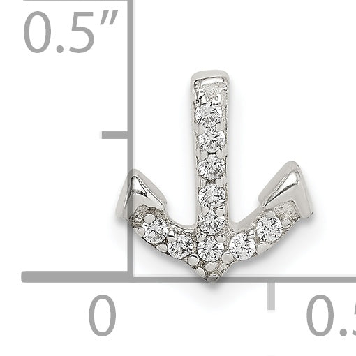 Sterling Silver Cz Anchor Chain Slide
