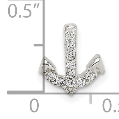 Sterling Silver Cz Anchor Chain Slide