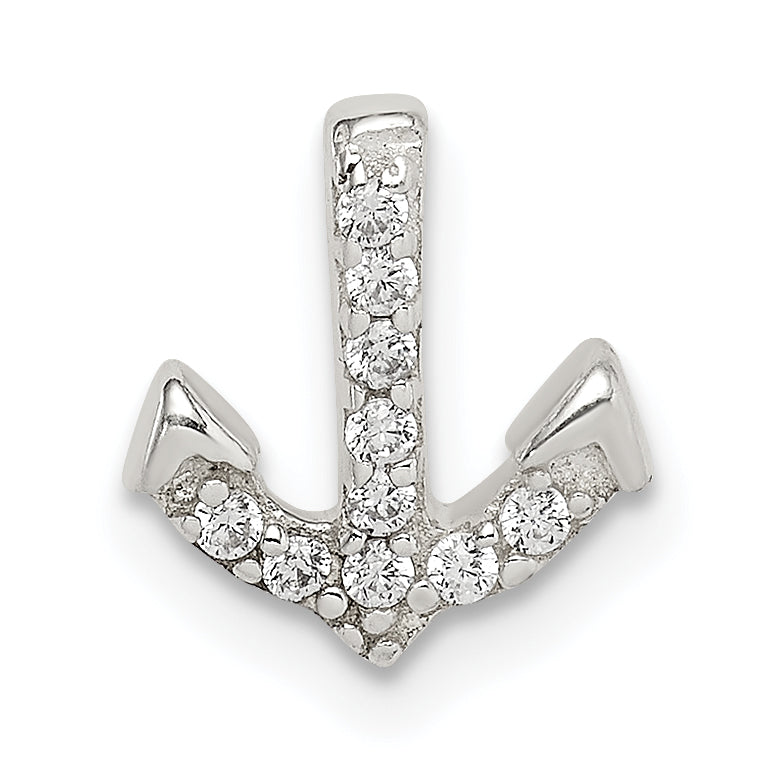 Sterling Silver Cz Anchor Chain Slide