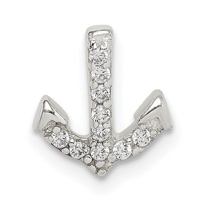 Sterling Silver Cz Anchor Chain Slide
