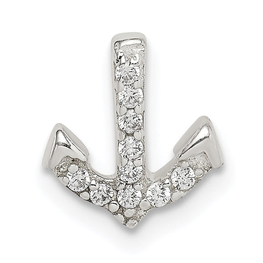 Sterling Silver Cz Anchor Chain Slide