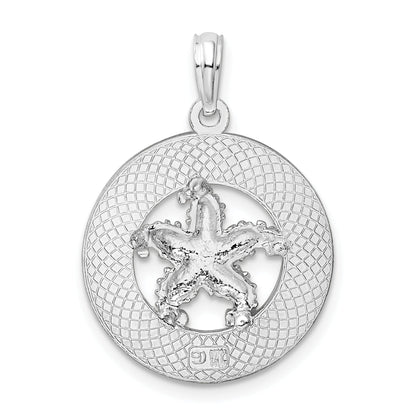 Sterling Silver De-Ani Rhodium-Plated Textured Turks And Caicos With Starfish Pendant
