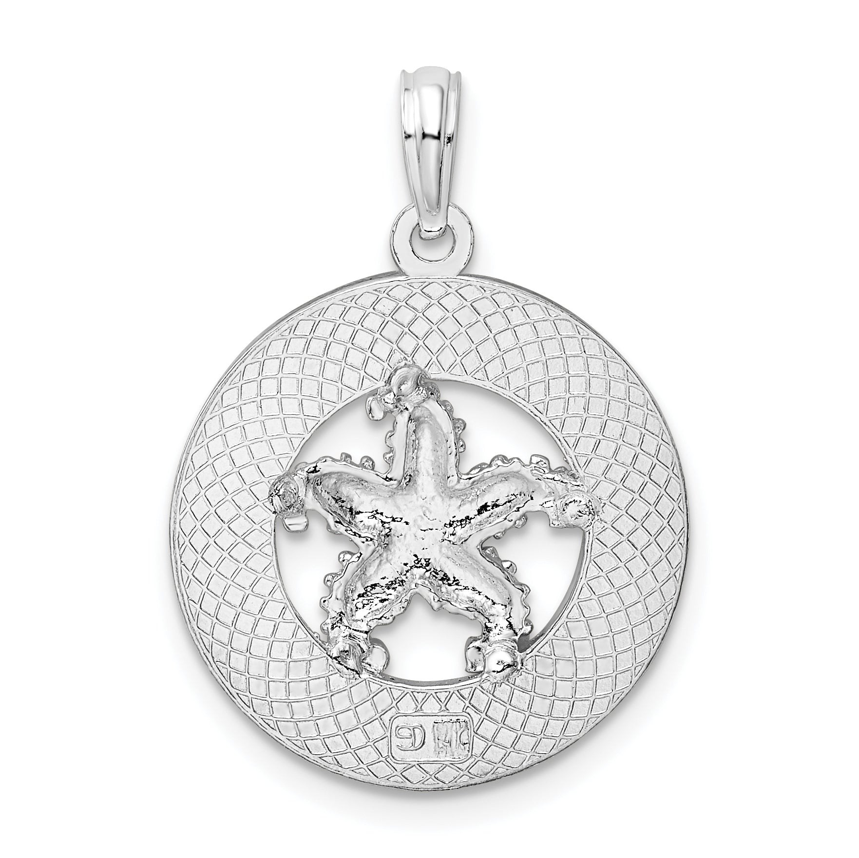 Sterling Silver De-Ani Rhodium-Plated Textured Turks And Caicos With Starfish Pendant
