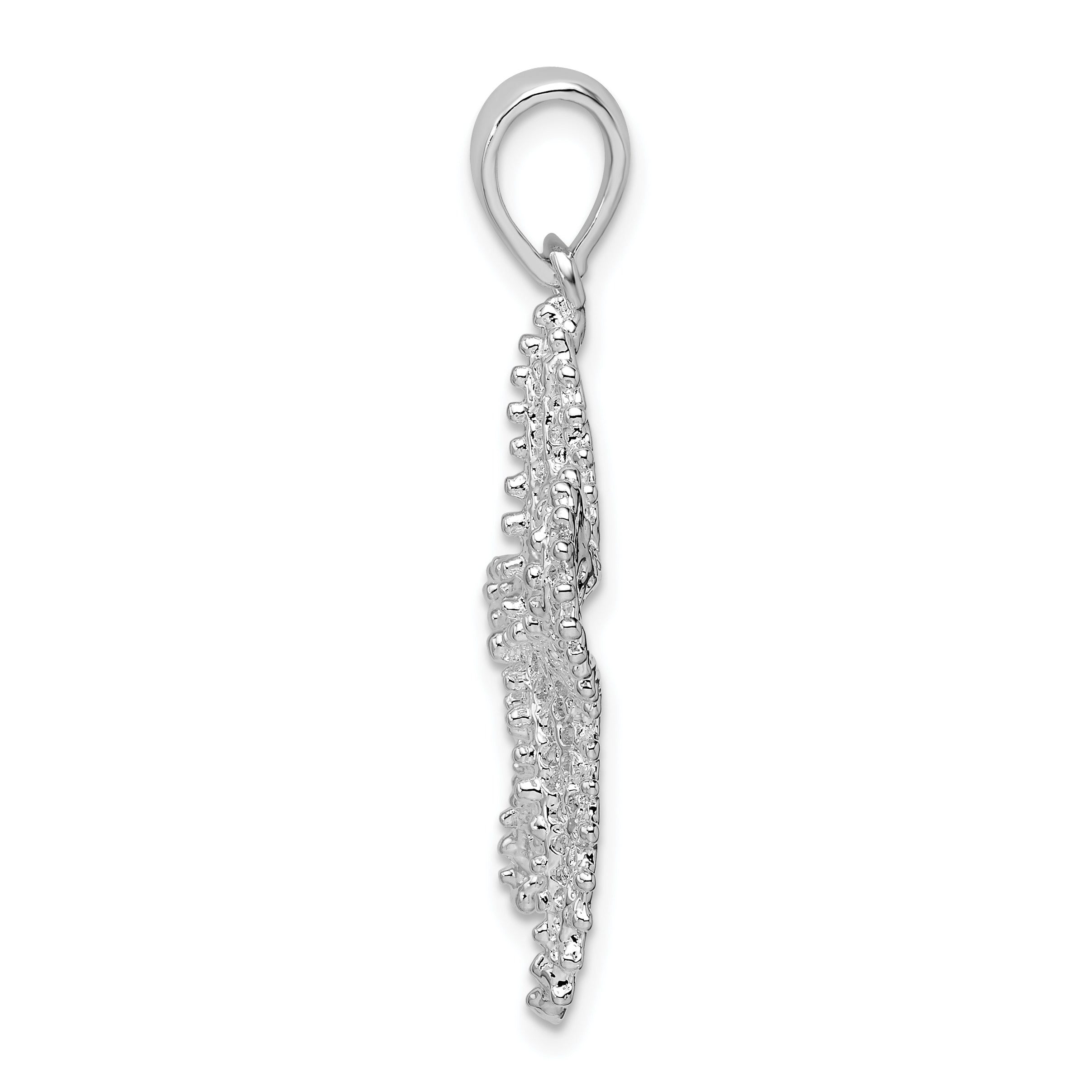 Sterling Silver De-Ani Rhodium-Plated Polished Pierced Starfish Pendant