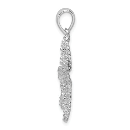 Sterling Silver De-Ani Rhodium-Plated Polished Pierced Starfish Pendant