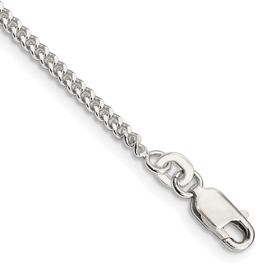 10 Inch Sterling Silver 2mm Curb Chain Anklet