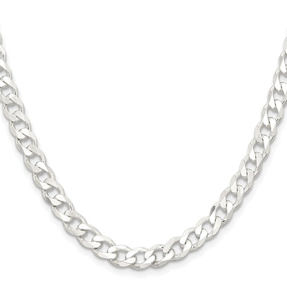36 Inch Sterling Silver 6.5mm Curb Chain Necklace
