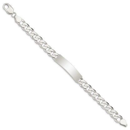 8 Inch Sterling Silver Polished Engraveable Patterned Curb Link Id Bracelet