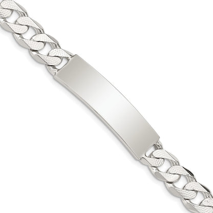 8 Inch Sterling Silver Polished Engraveable Patterned Curb Link Id Bracelet