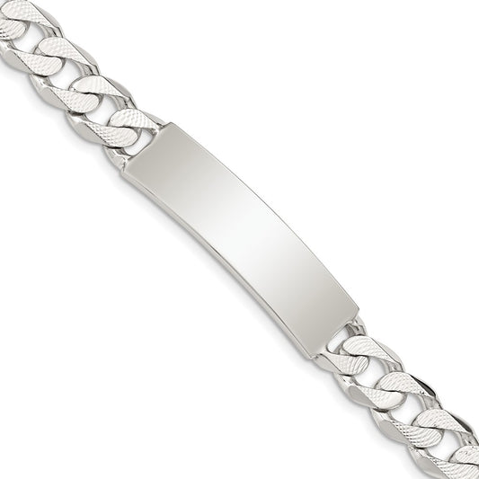 8 Inch Sterling Silver Polished Engraveable Patterned Curb Link Id Bracelet