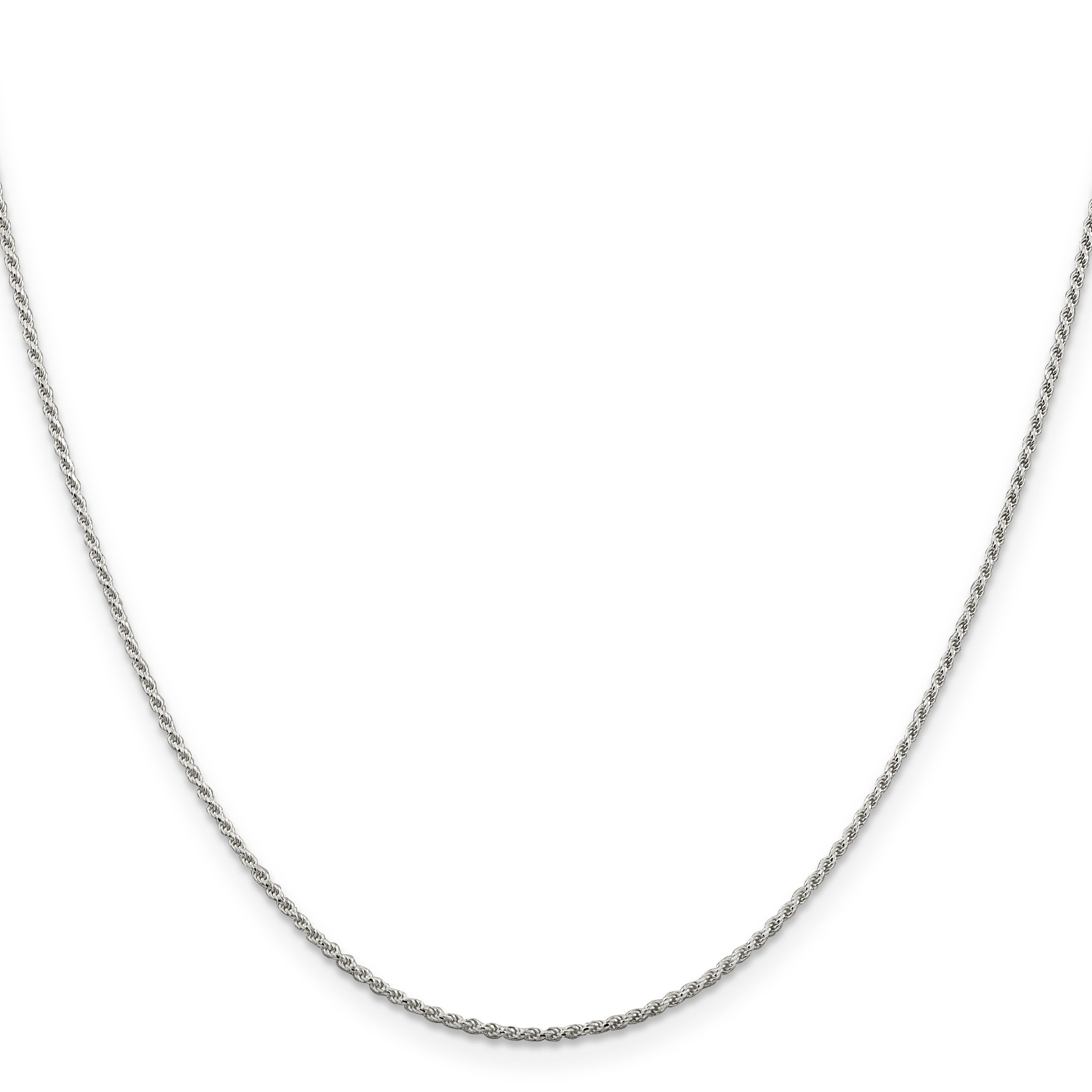 18 Inch Sterling Silver 1.2mm Diamond-Cut Rope Chain W/2In Ext.