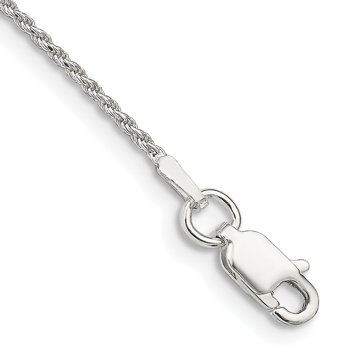 10 Inch Sterling Silver 1.2mm Diamond-Cut Rope Chain Anklet
