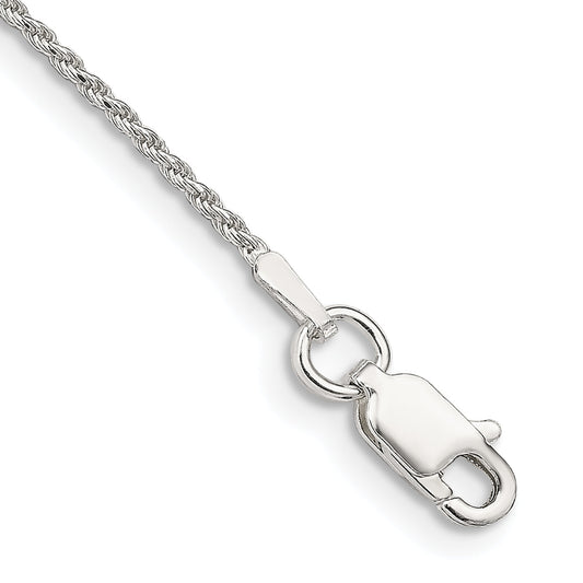 10 Inch Sterling Silver 1.2mm Diamond-Cut Rope Chain Anklet