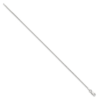 9 Inch Sterling Silver 1.5mm Diamond-Cut Rope Chain Anklet