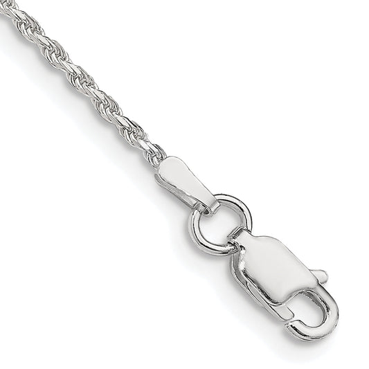 9 Inch Sterling Silver 1.5mm Diamond-Cut Rope Chain Anklet