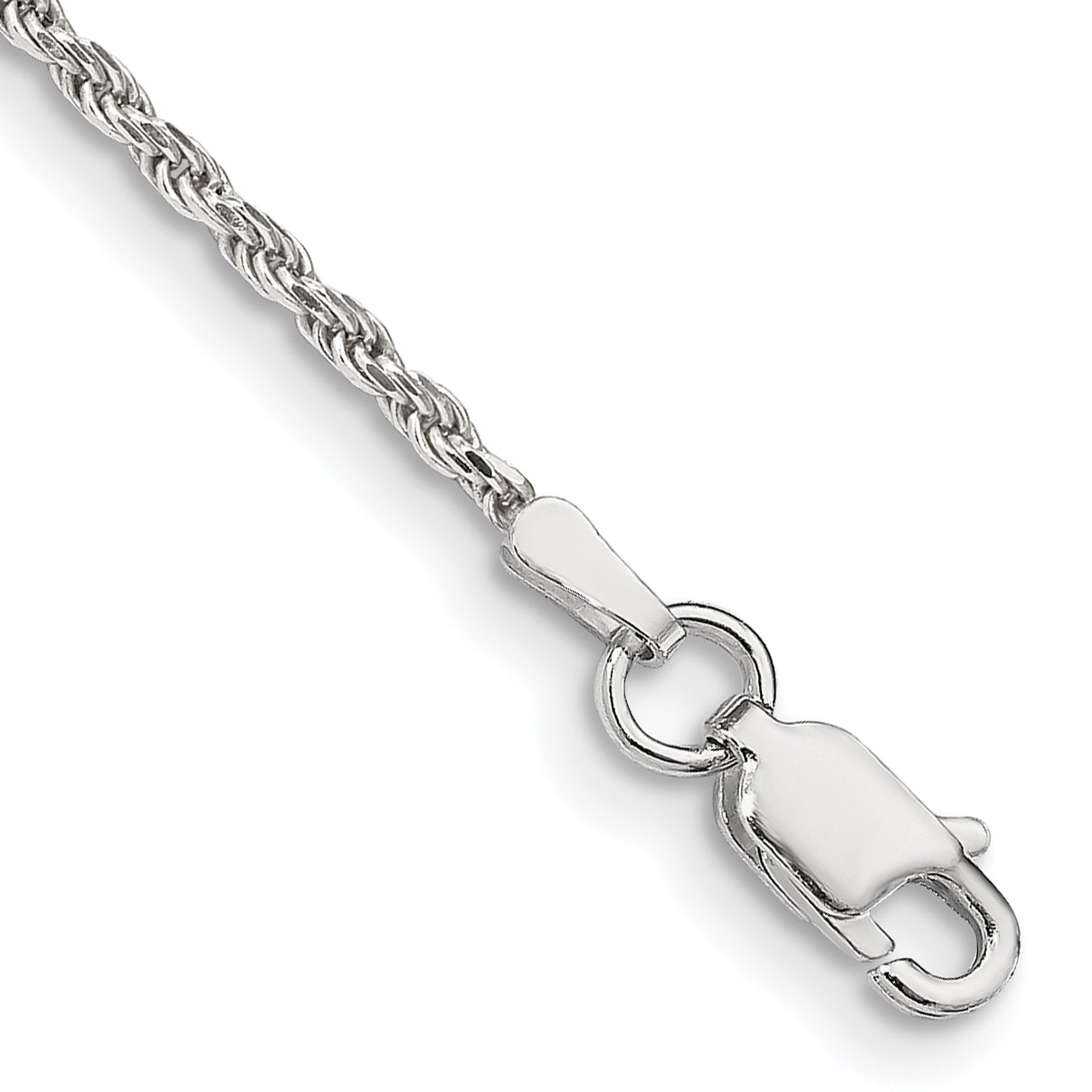 9 Inch Sterling Silver 1.7mm Diamond-Cut Rope Chain Anklet