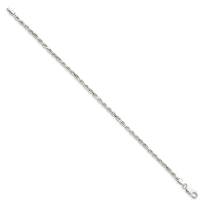 9 Inch Sterling Silver 2.5mm Diamond-Cut Rope Chain Anklet