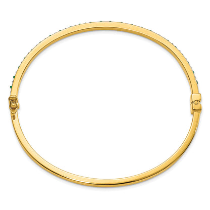 Sterling Silver Diamond Fascination Mystique 18K Gold-Plated And Emerald Hoop Earrings Bangle Set