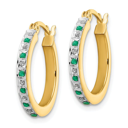 Ss/Gold Plated Diamond Fascination Mystique Sterling Silver 18K Gold-Plated And Emerald Hoop Earrings
