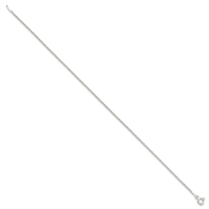 10 Inch Sterling Silver 1.3mm Solid Rope Chain Anklet