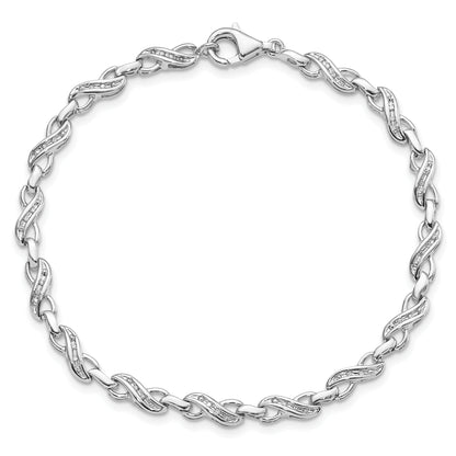 Sterling Silver Rhodium-Plated Diam. Infinity Symbol Bracelet
