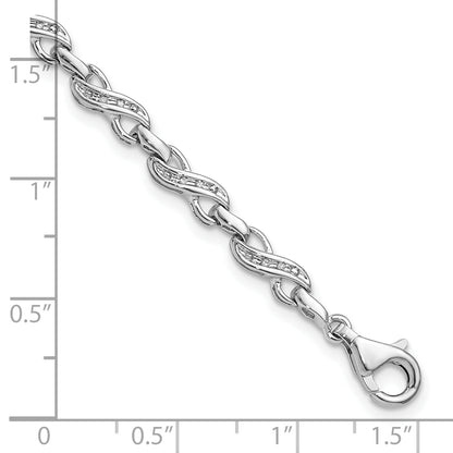 Sterling Silver Rhodium-Plated Diam. Infinity Symbol Bracelet