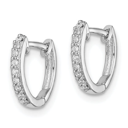 Sterling Silver Rhodium Diam. Huggie Earrings