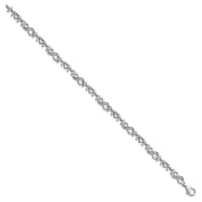 7.5 Inch Sterling Silver Rhodium-Plated Heart Mom Infinity Diamond Bracelet