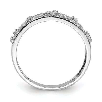 Sterling Silver Rhodium Plated Fancy Diamond Band
