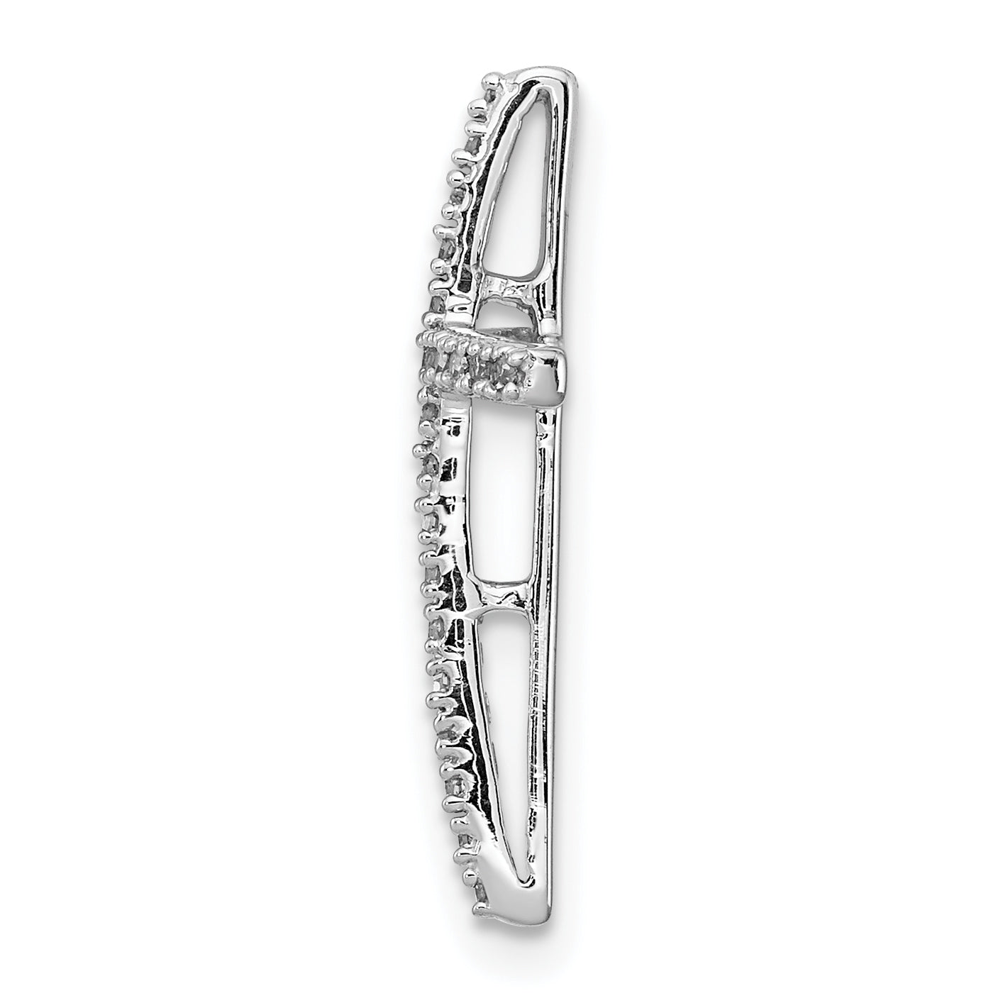 Sterling Silver Rhodium-Plated Diamond Cross Chain Slide