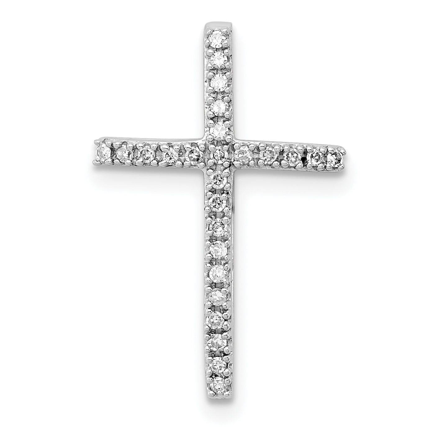 Sterling Silver Rhodium-Plated Diamond Cross Chain Slide