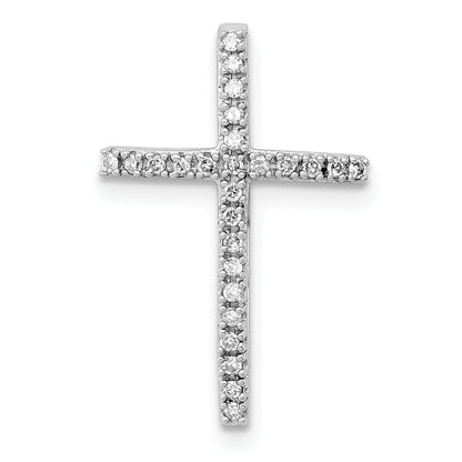 Sterling Silver Rhodium-Plated Diamond Cross Chain Slide