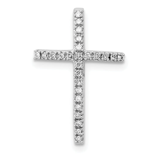 Sterling Silver Rhodium-Plated Diamond Cross Chain Slide