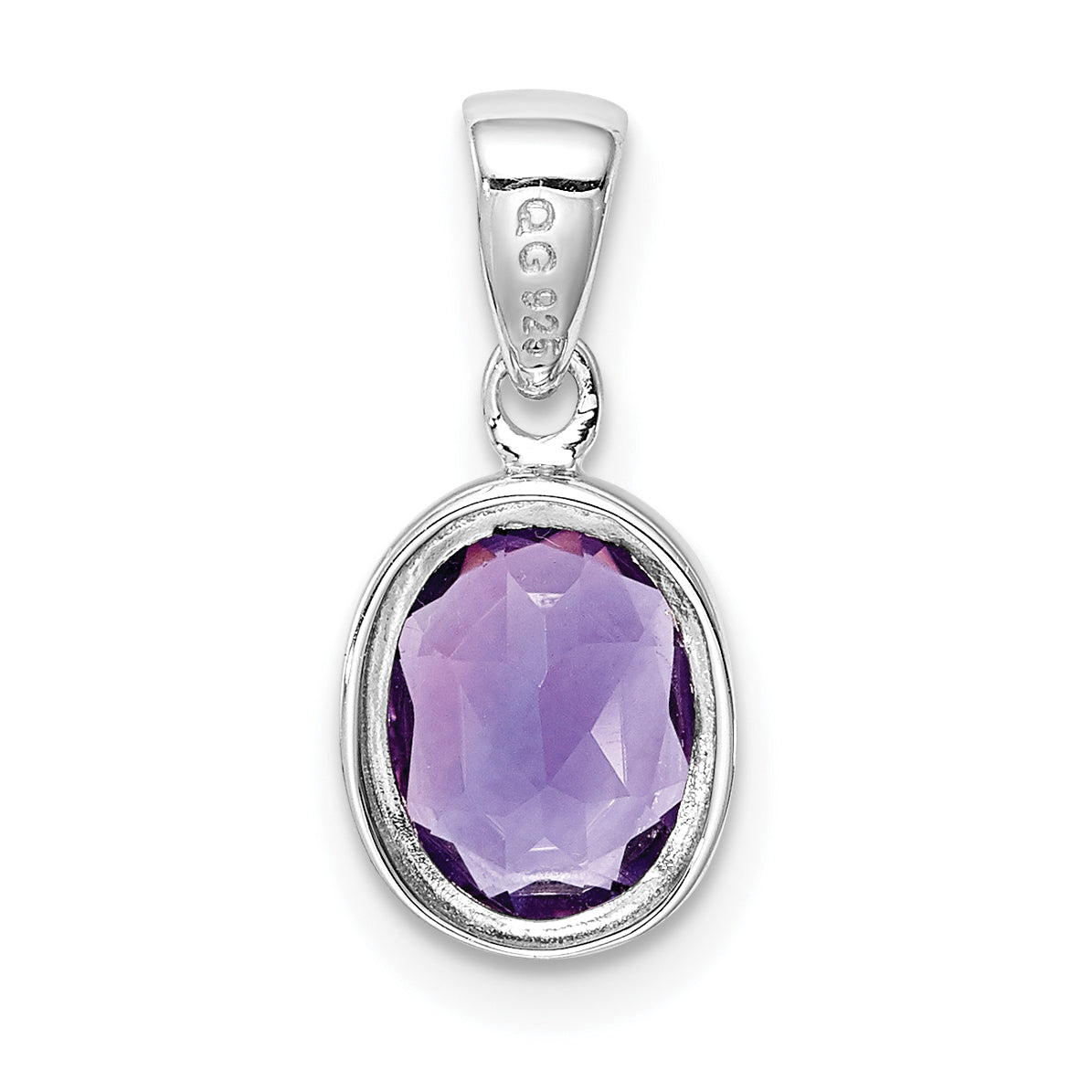 Sterling Silver Rhodium Planted Amethyst Pendant
