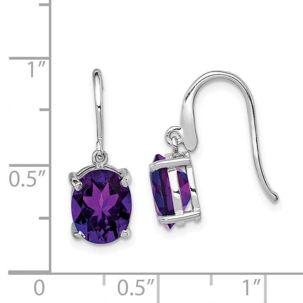 Sterling Silver Rhodium Plated Amethyst Wire Earrings