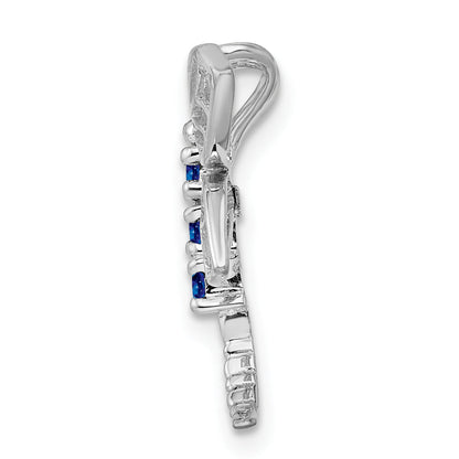 Sterling Silver Rhodium Sapphire Dragonfly Pendant