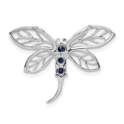 Sterling Silver Rhodium Sapphire Dragonfly Pendant
