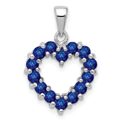 Sterling Silver Rhodium-Plated Sapphire Pendant