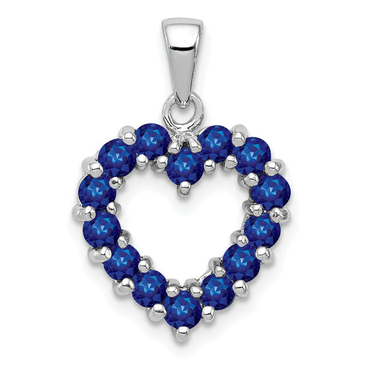 Sterling Silver Rhodium-Plated Sapphire Pendant