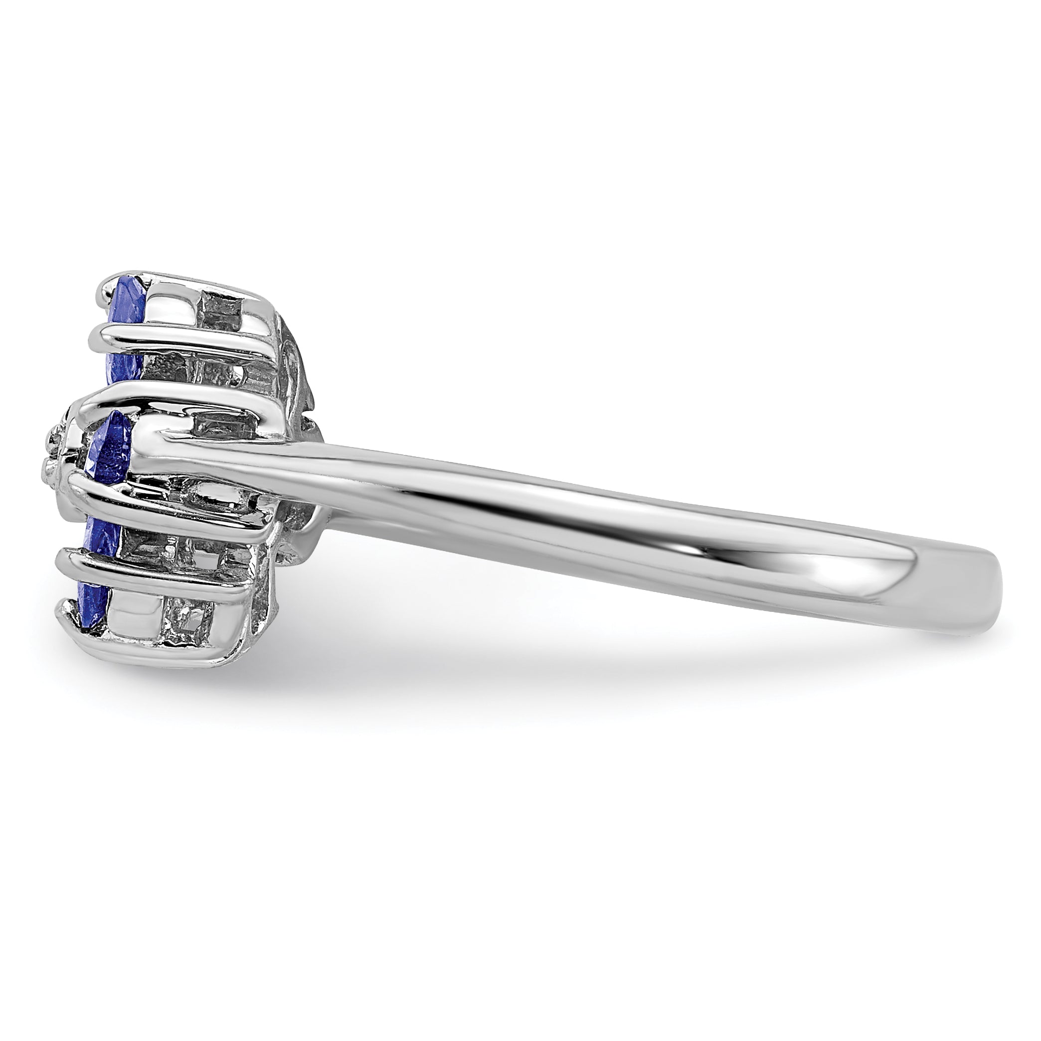 Sterling Silver Rhodium Tanzanite & Diam. Ring