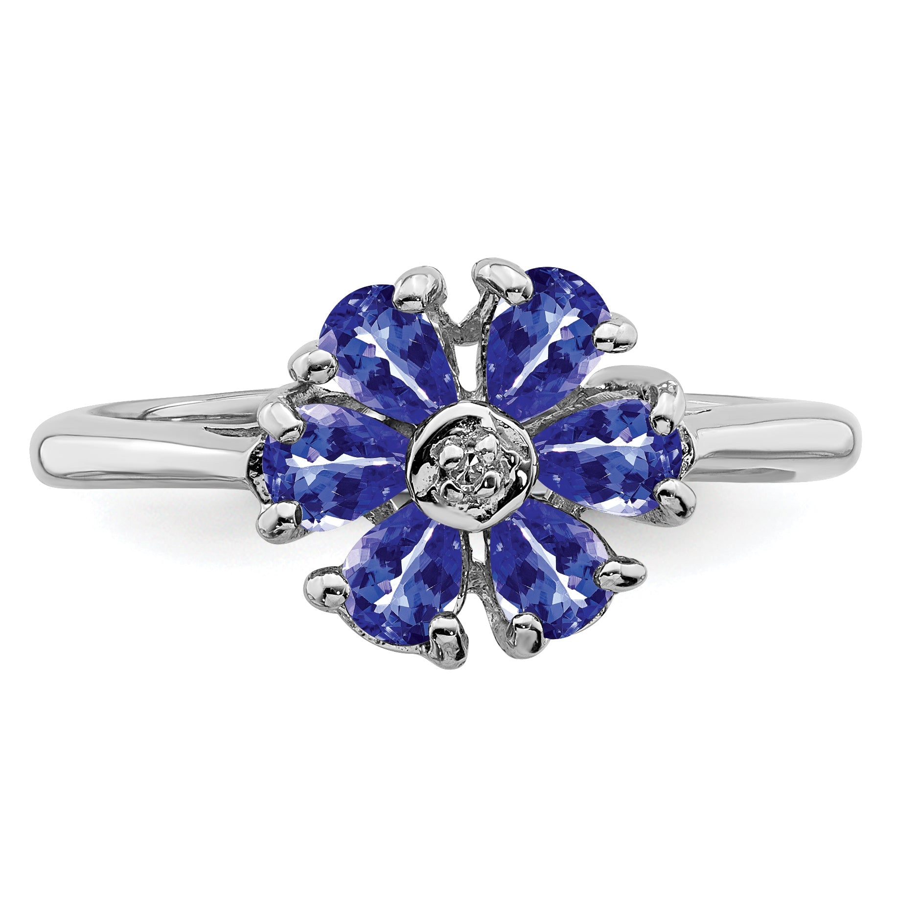 Sterling Silver Rhodium Tanzanite & Diam. Ring