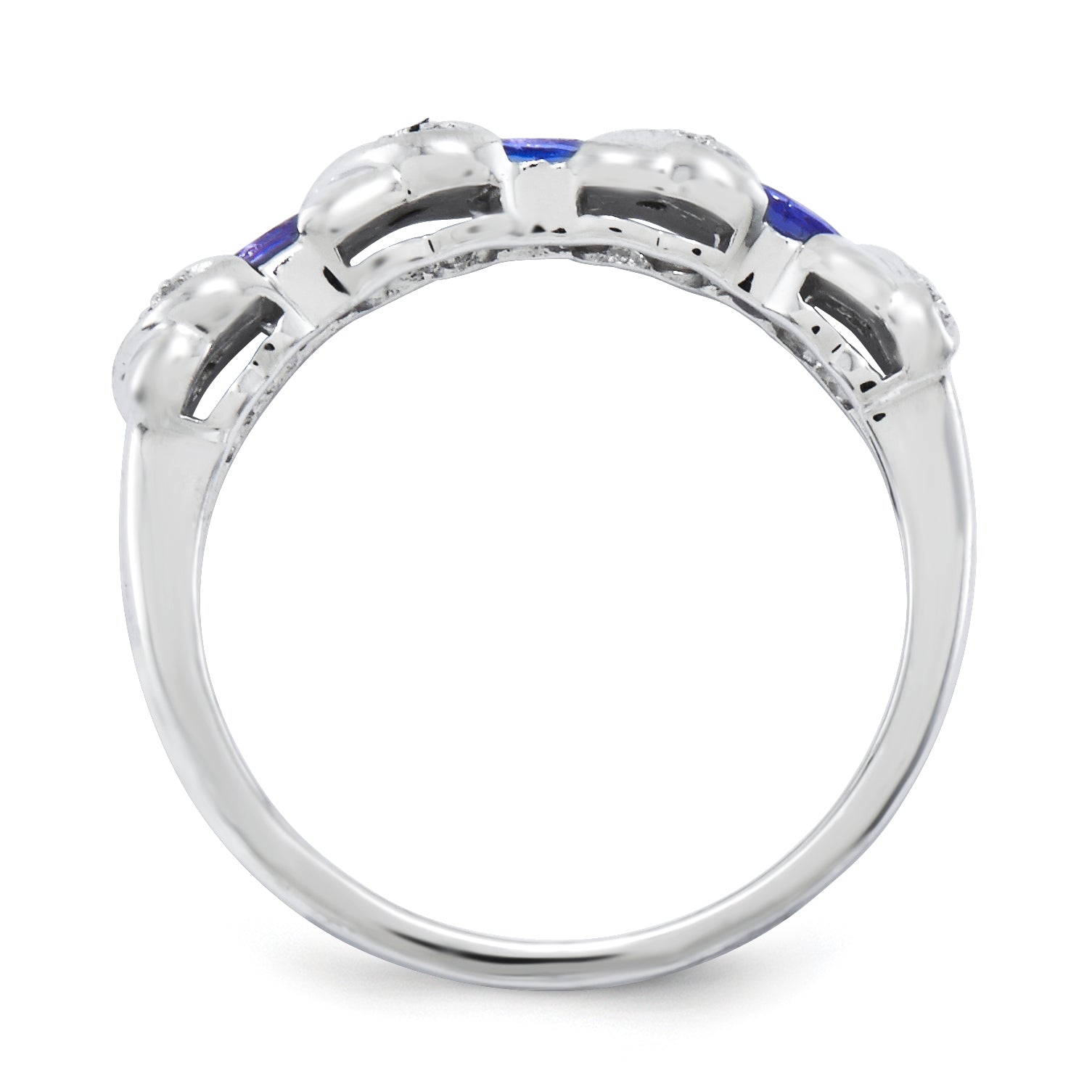 Sterling Silver Rhodium Tanzanite & Diam. Ring